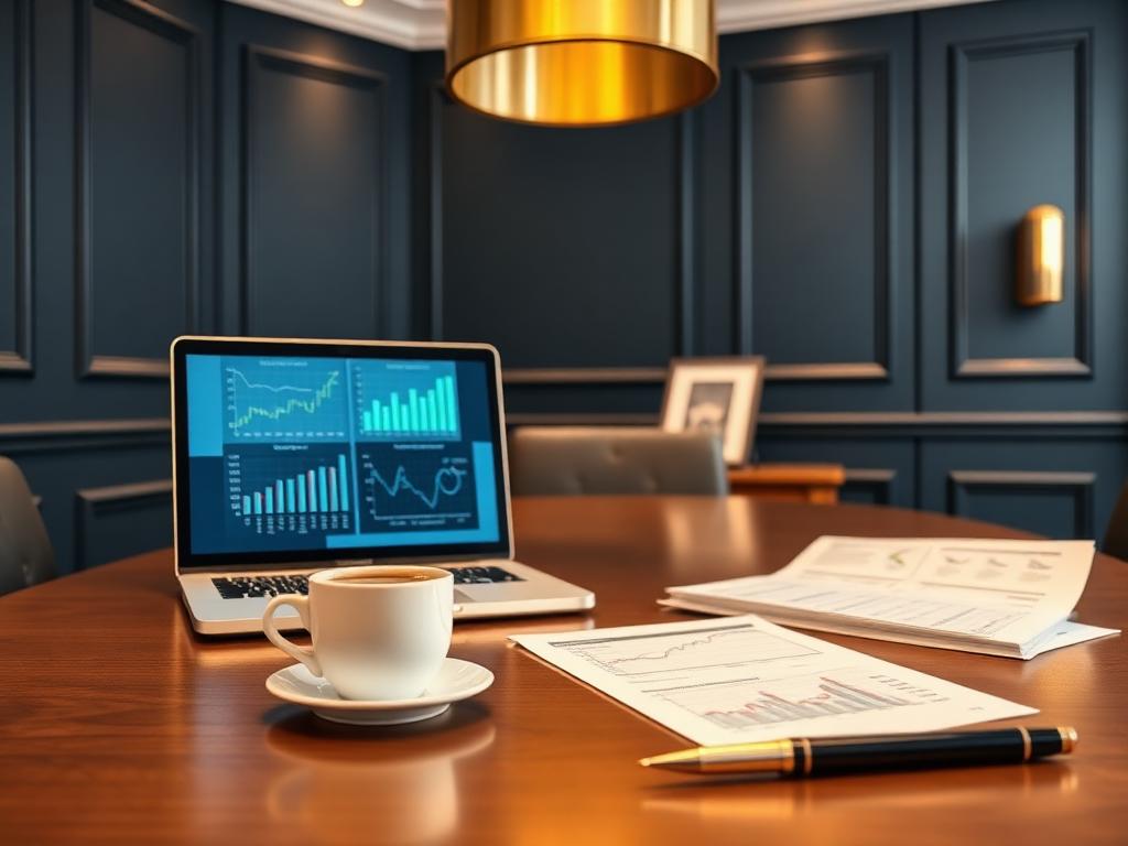 Forecasting charts on screen in a boardroom