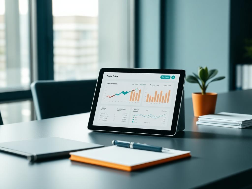 Financial dashboard on a tablet