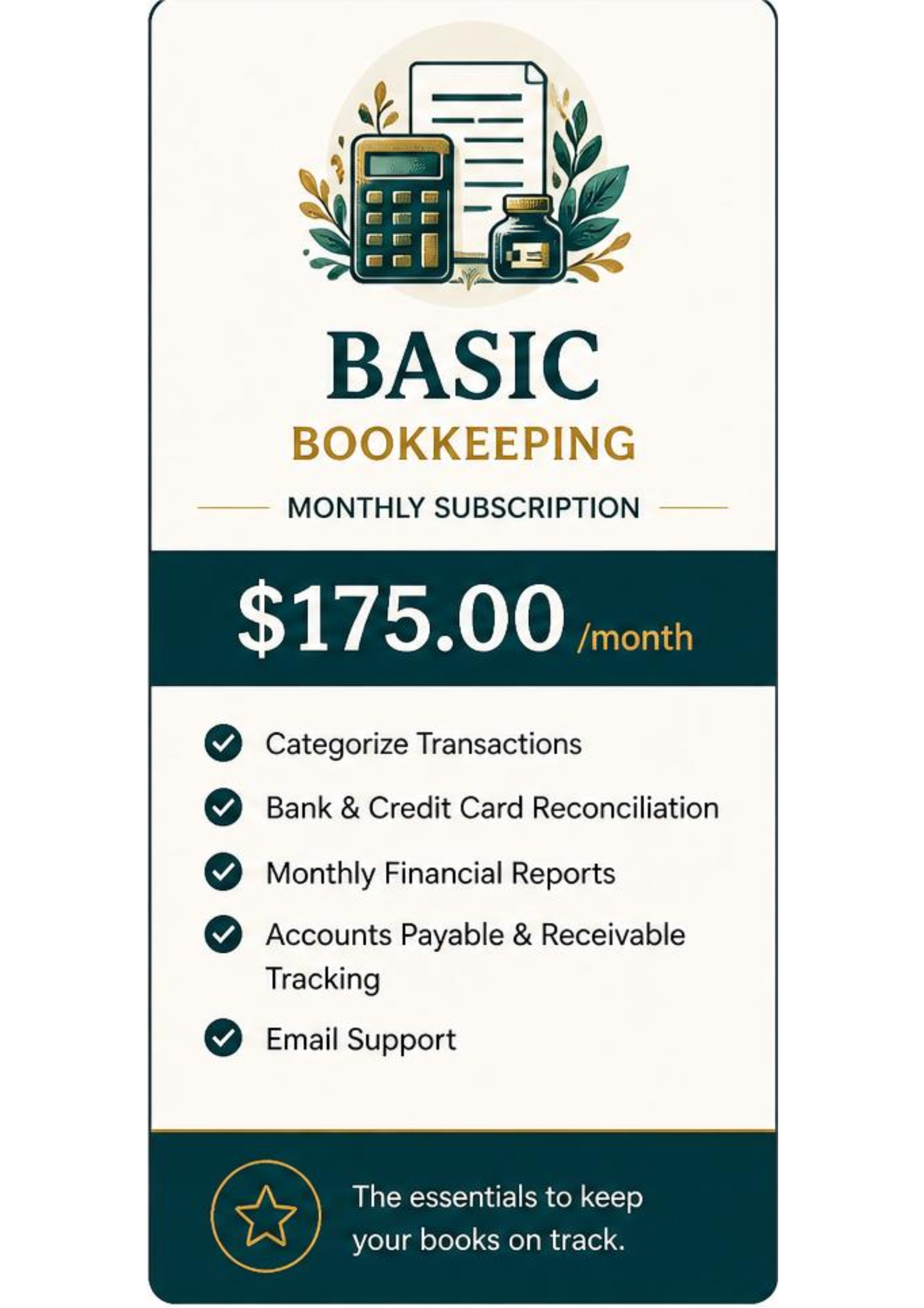 Monthly Basic Bookkeeping Subscriptions 